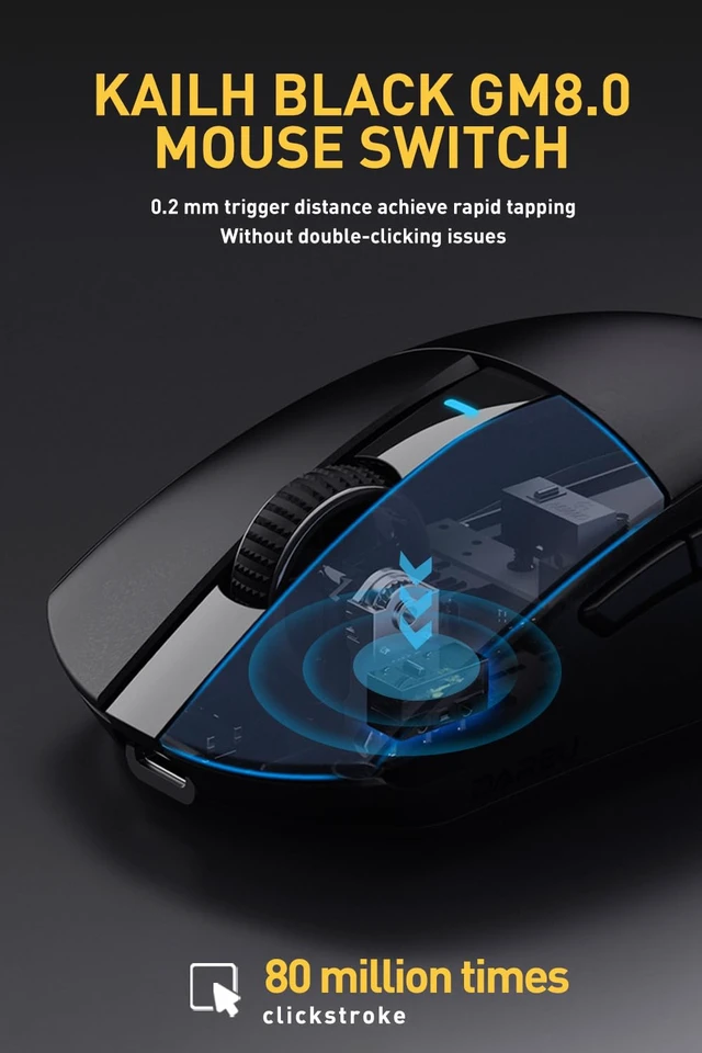 Alt view image 7 of 7 - A950pro Lightweight Wireless Gaming Mouse,4000Hz Polling Rate,55g