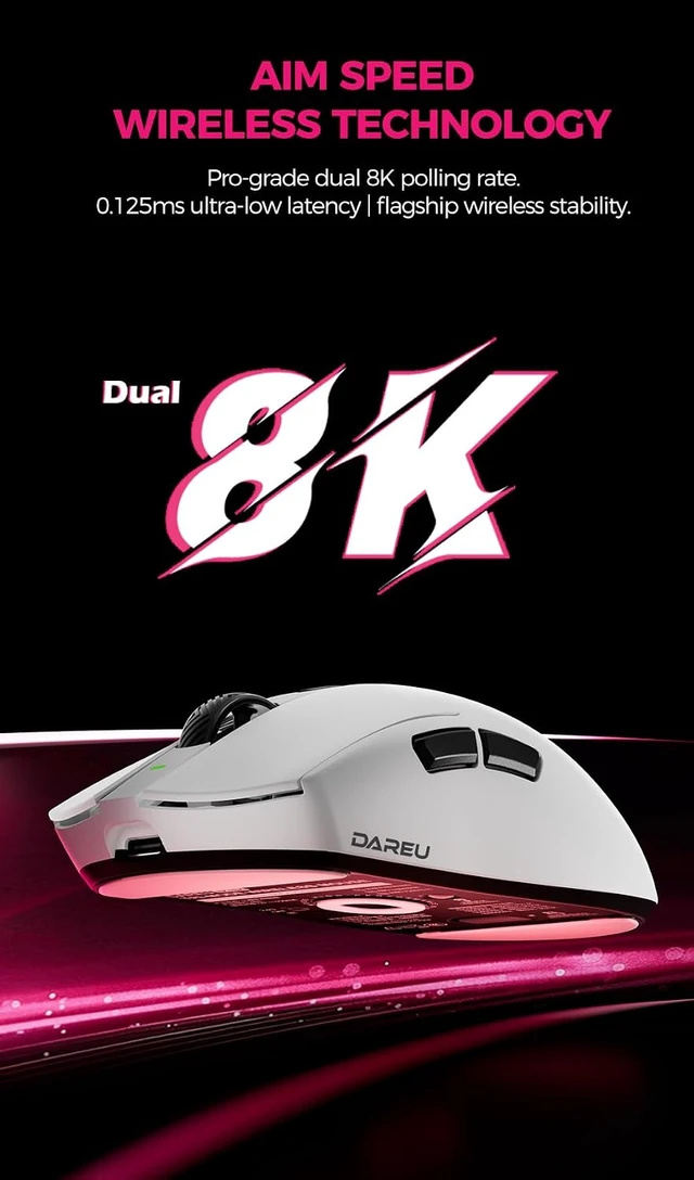 Alt view image 6 of 7 - AE6 Pro Wireless Gaming Mouse with Display Charging Dock-Magenta