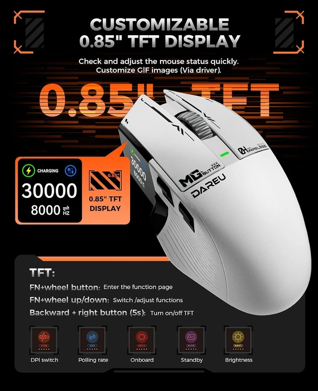 Alt view image 4 of 7 - Gaming Keyboard and Mouse Combo: A980PROMAX Wired 8K/Wireless 4K Gaming Mouse & EK75RT Rapid Trigger Hall Effect Magnetic Switch Mechanical Gaming Keyboard