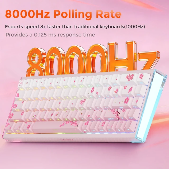Alt view image 5 of 7 - COOL68 Sakura Pink Hall Effect Magnetic Switch Gaming Keyboard 65%
