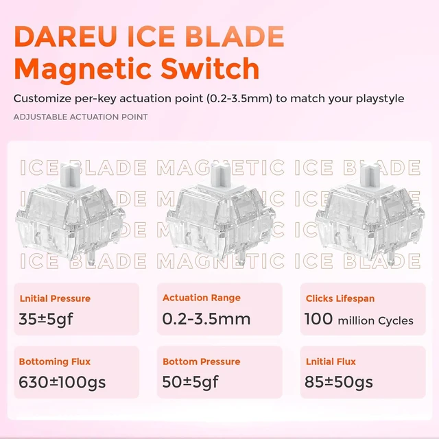 Alt view image 6 of 7 - COOL68 Sakura Pink Hall Effect Magnetic Switch Gaming Keyboard 65%