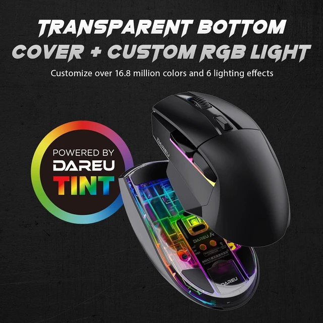 Alt view image 3 of 7 - A955 Lightweight Wireless Gaming Mouse with RGB Charging Dock: Tri-Mode 2.4G/USB-C/BT Mouse Up to 12K DPI Optical Sensor -KBS II Buttons Fully Programmable- 120 Hr Battery