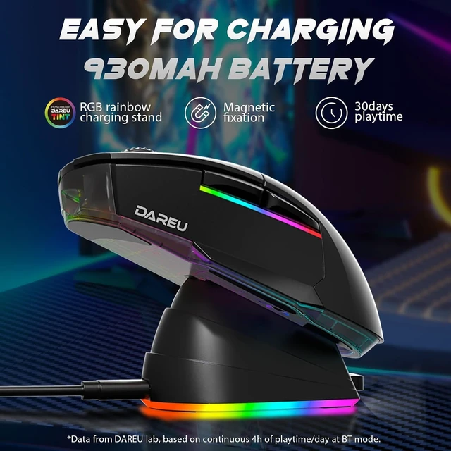 Alt view image 5 of 7 - A955 Lightweight Wireless Gaming Mouse with RGB Charging Dock: Tri-Mode 2.4G/USB-C/BT Mouse Up to 12K DPI Optical Sensor -KBS II Buttons Fully Programmable- 120 Hr Battery
