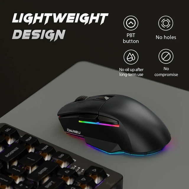 Alt view image 7 of 7 - A955 Lightweight Wireless Gaming Mouse with RGB Charging Dock: Tri-Mode 2.4G/USB-C/BT Mouse Up to 12K DPI Optical Sensor -KBS II Buttons Fully Programmable- 120 Hr Battery