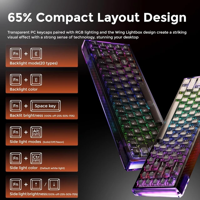 Alt view image 4 of 7 - COOL68 Hall Effect Magnetic Switch Mechanical Gaming Keyboard 65%