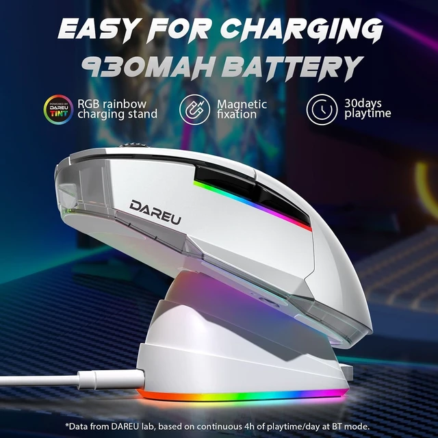Alt view image 5 of 7 - A955 Wireless Gaming Mouse with RGB Charging Dock: Tri-Mode 2.4G/USB-C/BT Mouse Up to 12K DPI Optical Sensor -KBS II Buttons Fully Programmable- 120 Hr Battery