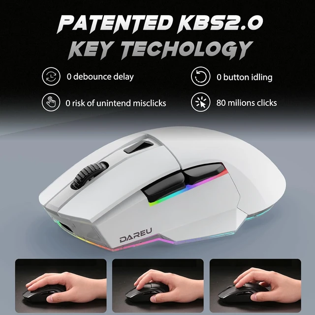 Alt view image 6 of 7 - A955 Wireless Gaming Mouse with RGB Charging Dock: Tri-Mode 2.4G/USB-C/BT Mouse Up to 12K DPI Optical Sensor -KBS II Buttons Fully Programmable- 120 Hr Battery