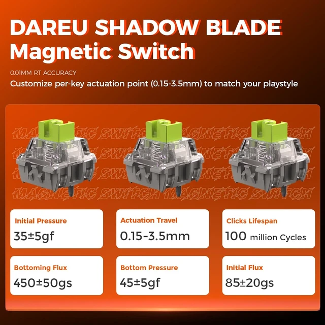 Alt view image 6 of 7 - COOL68 Hall Effect Magnetic Switch Mechanical Gaming Keyboard 65%