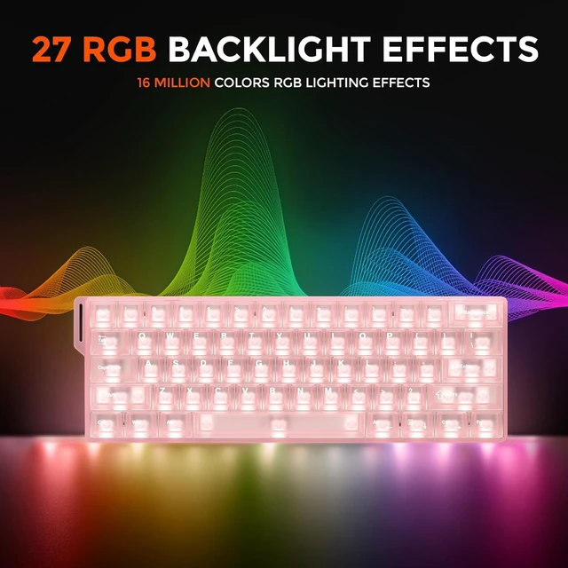 Alt view image 3 of 7 - Pink Keyboard and Mouse:COOL60 60% Rapid Trigger 8K Gaming Keyboard with Hall Effect Magnetic Switch &EM901 Sakura Wireless Gaming Mouse Combo