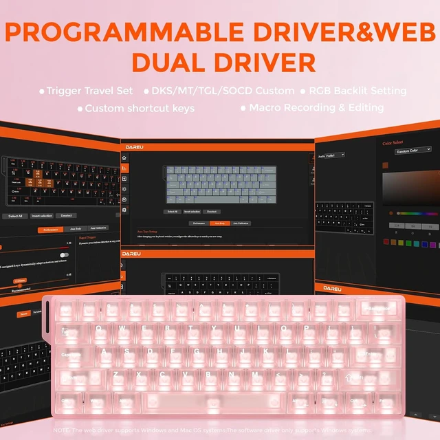 Alt view image 6 of 7 - Pink Keyboard and Mouse:COOL60 60% Rapid Trigger 8K Gaming Keyboard with Hall Effect Magnetic Switch &EM901 Sakura Wireless Gaming Mouse Combo