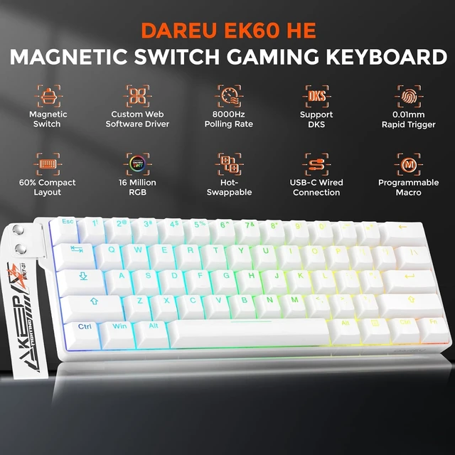 Alt view image 2 of 7 - EK60 HE Hall Effect Magnetic Switch Mechanical Gaming Keyboard 60%