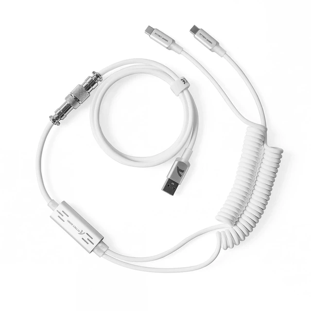 Main image of C08 Custom Coiled USB C to A Cable for 8kHz Magnetic Keyboards,8K Dual Type-C Cable Hub, Magnetic Control RGB Light, High Speed Transmission Gaming Cable for Win/Mac/Gamers(White)
