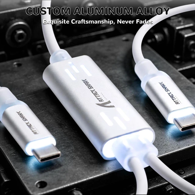 Alt view image 7 of 7 - C08 Custom Coiled USB C to A Cable for 8kHz Magnetic Keyboards,8K Dual Type-C Cable Hub, Magnetic Control RGB Light, High Speed Transmission Gaming Cable for Win/Mac/Gamers(White)