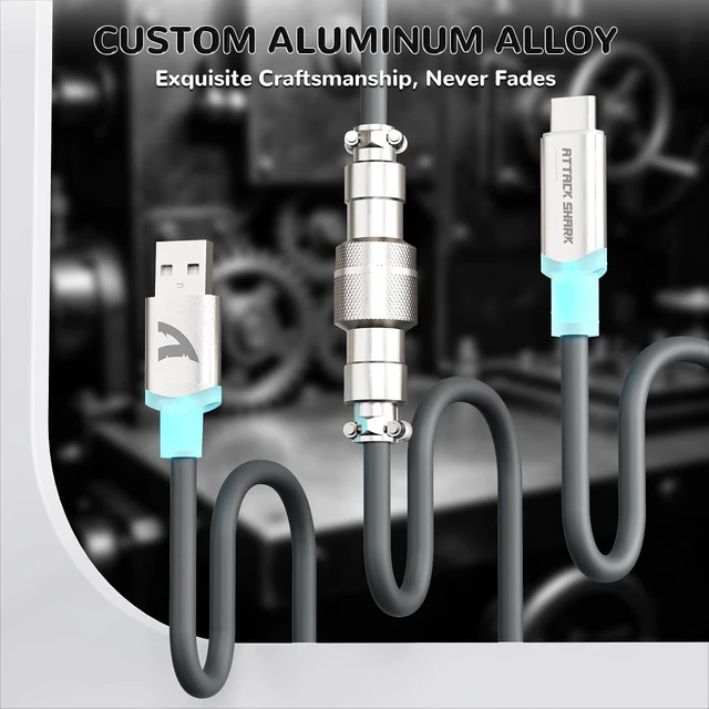 Alt view image 5 of 7 - C08 Custom Coiled USB C to A Cable for 8kHz Magnetic Keyboards,8K Dual Type-C Cable Hub, Magnetic Control RGB Light, High Speed Transmission Gaming Cable for Win/Mac/Gamers(Gray)