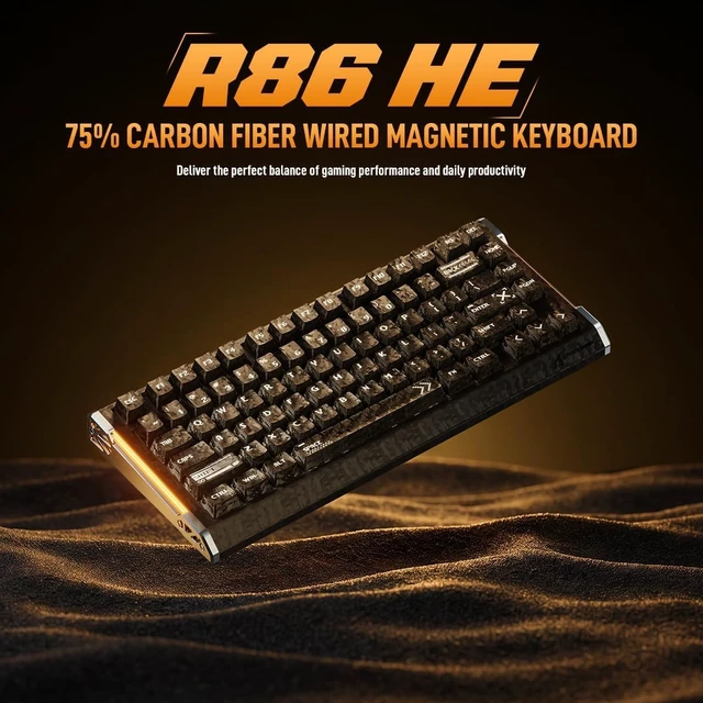 Alt view image 6 of 7 - R86 HE Wired 8K Carbon Fiber Magnetic Keyboard (Ink Shade)