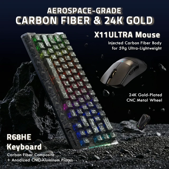 Alt view image 2 of 7 - R68 HE&X11Ultra Gaming Keyboard and Mouse Combo,8KHz Rapid Trigger Keyboard,PAW3950MAX Sensor,Wired/BT/2.4Ghz Programmable Mice for PC Gamer (Ink Shade)