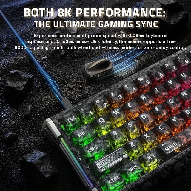 Alt view image 3 of 7 - R68 HE&X11Ultra Gaming Keyboard and Mouse Combo,8KHz Rapid Trigger Keyboard,PAW3950MAX Sensor,Wired/BT/2.4Ghz Programmable Mice for PC Gamer (Ink Shade)
