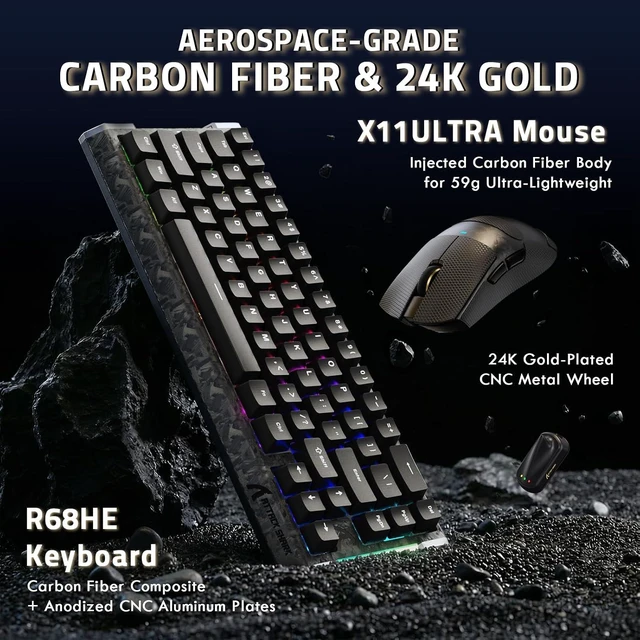Alt view image 2 of 7 - R68 HE&X11Ultra Gaming Keyboard and Mouse Combo,8KHz Rapid Trigger Keyboard,PAW3950MAX Sensor,Wired/BT/2.4Ghz Programmable Mice for PC Gamer (Black)