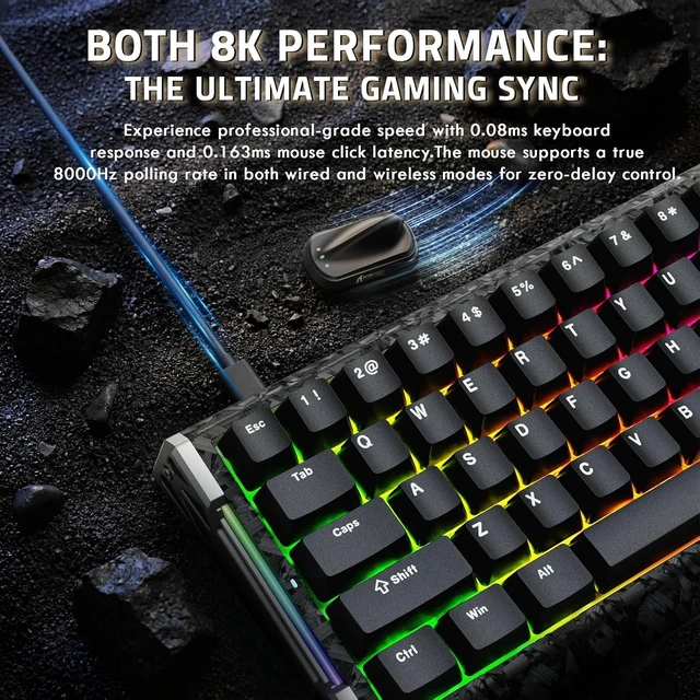Alt view image 3 of 7 - R68 HE&X11Ultra Gaming Keyboard and Mouse Combo,8KHz Rapid Trigger Keyboard,PAW3950MAX Sensor,Wired/BT/2.4Ghz Programmable Mice for PC Gamer (Black)