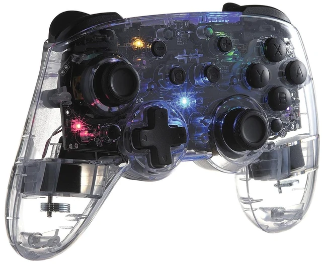 Alt view image 2 of 6 - C.A.T. 9 Bluetooth 5.0 Wireless USB-C Wired Game Controller Clear 8-Color RGB Illumination Dual Vibration 6-Axis Motion Sensor - PC/iPhone/Android/Switch