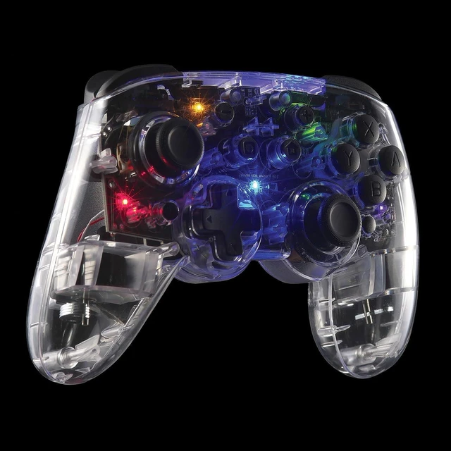 Alt view image 3 of 6 - C.A.T. 9 Bluetooth 5.0 Wireless USB-C Wired Game Controller Clear 8-Color RGB Illumination Dual Vibration 6-Axis Motion Sensor - PC/iPhone/Android/Switch
