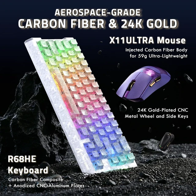 Alt view image 2 of 7 - R68 HE&X11Ultra Gaming Keyboard and Mouse Combo,8KHz Rapid Trigger Keyboard,PAW3950MAX Sensor,Wired/BT/2.4Ghz Programmable Mice for PC Gamer (Ice Ninja)