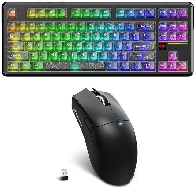 Main image of X87 Ultra Wireless Mechanical Keyboard& X11SE Ultra-Light Wireless Gaming Mouse, 10000mAh Battery, Dot-Matrix Screen, 16.8M RGB, Hot-Swappable, Programmable for PC Gamer (Forged Carbon)