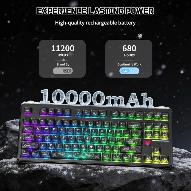 Alt view image 4 of 7 - X87 Ultra Wireless Mechanical Keyboard& G3 Ultra-Light Wireless Gaming Mouse, 10000mAh Battery, Dot-Matrix Screen, 16.8M RGB, Hot-Swappable, Programmable for PC Gamer (Forged Carbon)