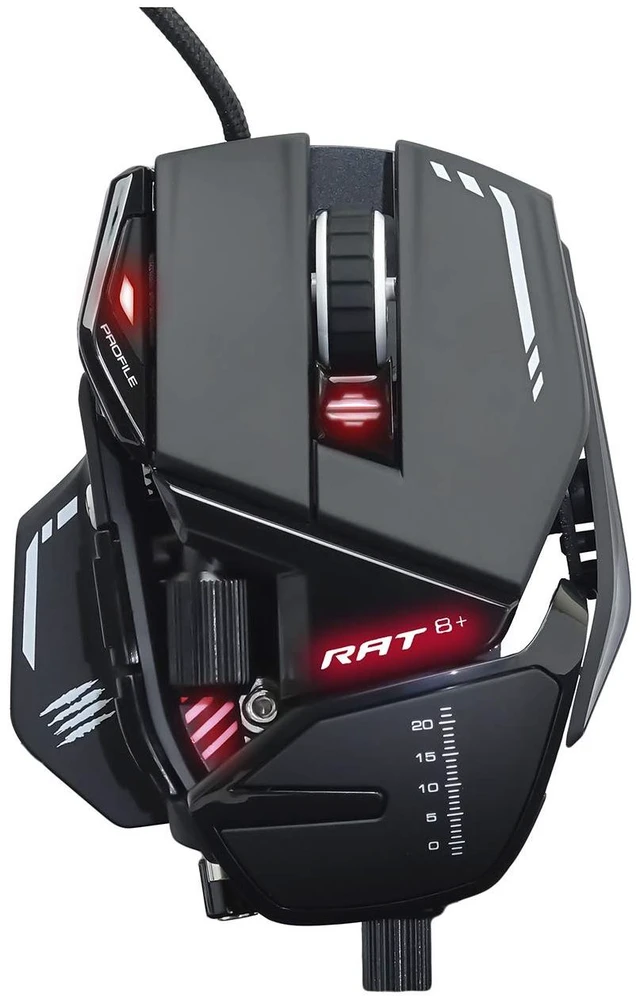 Alt view image 4 of 6 - R.A.T. 8+ Adjustable Wired Gaming Mouse - 16000 DPI - 11 Programmable Buttons - 4 User Profiles Stored Directly - Customize RGB LED - Additional Palm Rests and Pinky Supports - Black