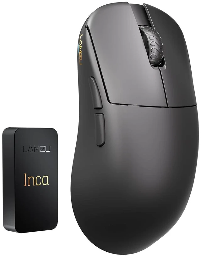 Alt view image 4 of 6 - Inca Gaming Mouse, 8K Polling Rate, Optical Switches, TTC Encoder, Paw3950 IC, Nordic 52840 MCU, Symmetrical High-Hump, Recommended for Claw-Grip Gamers, 8K Dongle Included (Black)