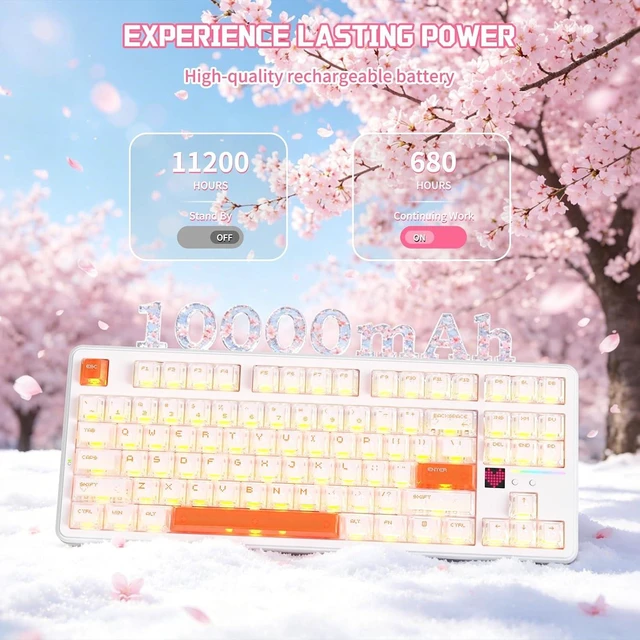 Alt view image 5 of 7 - X87 Ultra Wireless Mechanical Keyboard,Iced Orange