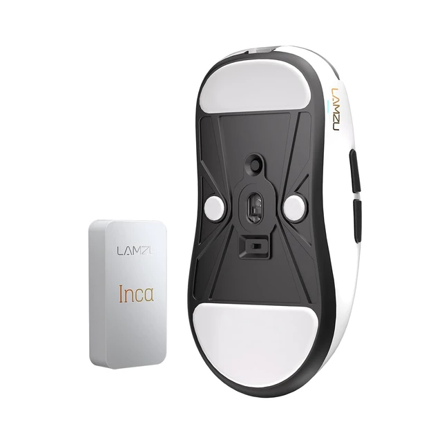 Alt view image 3 of 5 - Inca Gaming Mouse, 8K Polling Rate, Optical Switches, TTC Encoder, Paw3950 IC, Nordic 52840 MCU, Symmetrical high-Hump, Recommended for Claw-Grip Gamers, 8K Dongle Included (White)