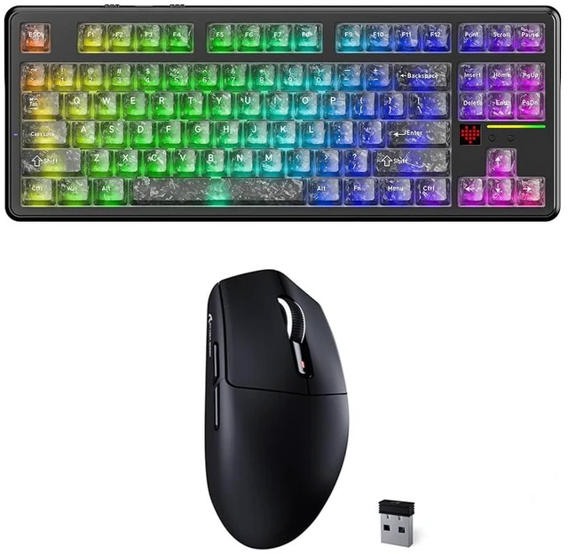 Main image of X87 Ultra Wireless Mechanical Keyboard& G3 Ultra-Light Wireless Gaming Mouse, 10000mAh Battery, Dot-Matrix Screen, 16.8M RGB, Hot-Swappable, Programmable for PC Gamer (Forged Carbon)