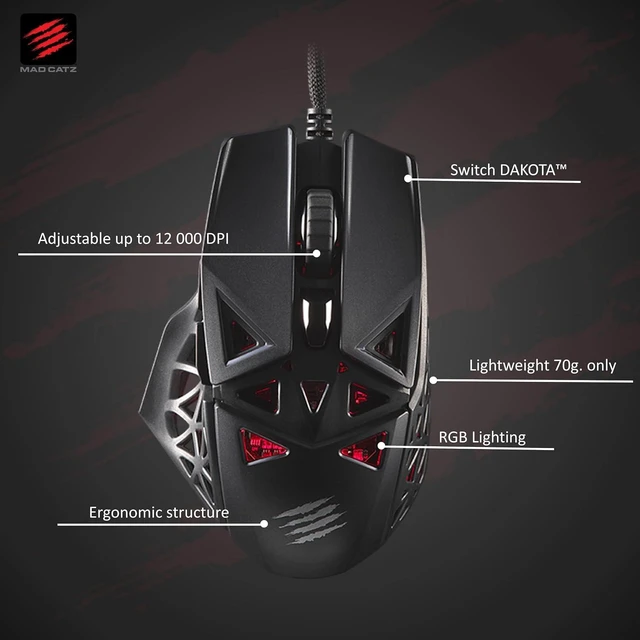 Alt view image 2 of 7 - M.O.J.O. M1 Gaming Mouse - Light Weight 70g - 12000 DPI Optical SensorBuilt-in Customizable RGB lighting effect - Hollow Pyramid Design - Patented DAKOTA Switch - 40g Acceleration, Black