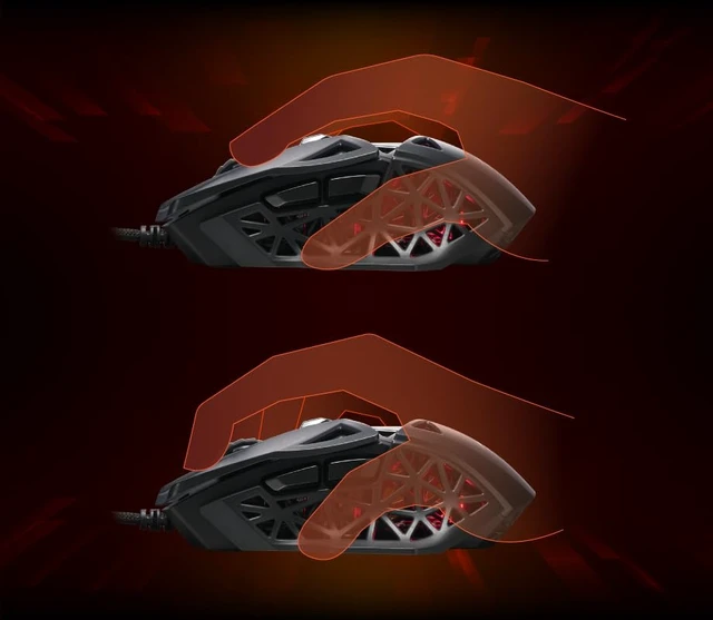 Alt view image 7 of 7 - M.O.J.O. M1 Gaming Mouse - Light Weight 70g - 12000 DPI Optical SensorBuilt-in Customizable RGB lighting effect - Hollow Pyramid Design - Patented DAKOTA Switch - 40g Acceleration, Black