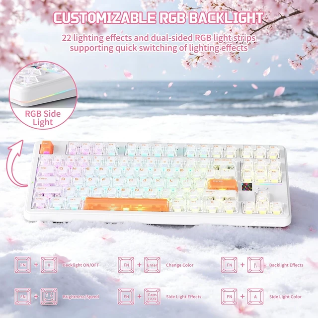 Alt view image 5 of 7 - X87 Ultra Wireless Mechanical Keyboard& G3 Ultra-Light Wireless Gaming Mouse, 10000mAh Battery, Dot-Matrix Screen, 16.8M RGB, Hot-Swappable, Programmable for PC Gamer (Iced Orange)