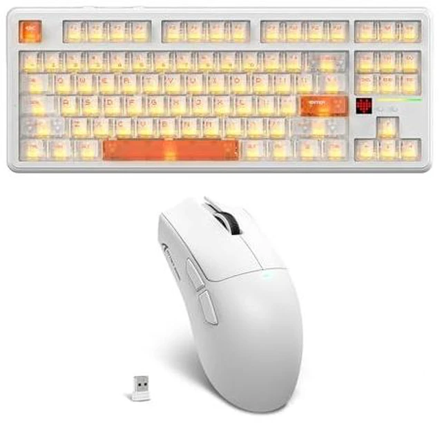 Main image of X87 Ultra Wireless Mechanical Keyboard& X11SE Ultra-Light Wireless Gaming, 10000mAh Battery, Dot-Matrix Screen, 16.8M RGB, Hot-Swappable, Programmable for PC Gamer (Iced Orange)
