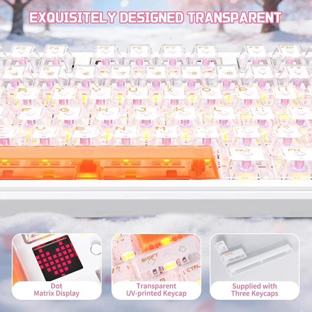 Alt view image 6 of 7 - X87 Ultra Wireless Mechanical Keyboard,Iced Orange