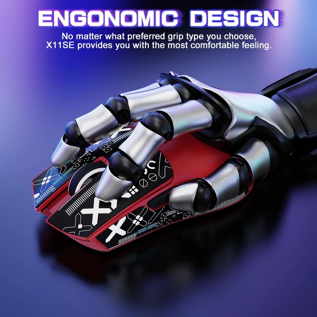 Alt view image 5 of 7 - X11 SE Ultra-Light Wireless Gaming Mouse,Red&Sticker