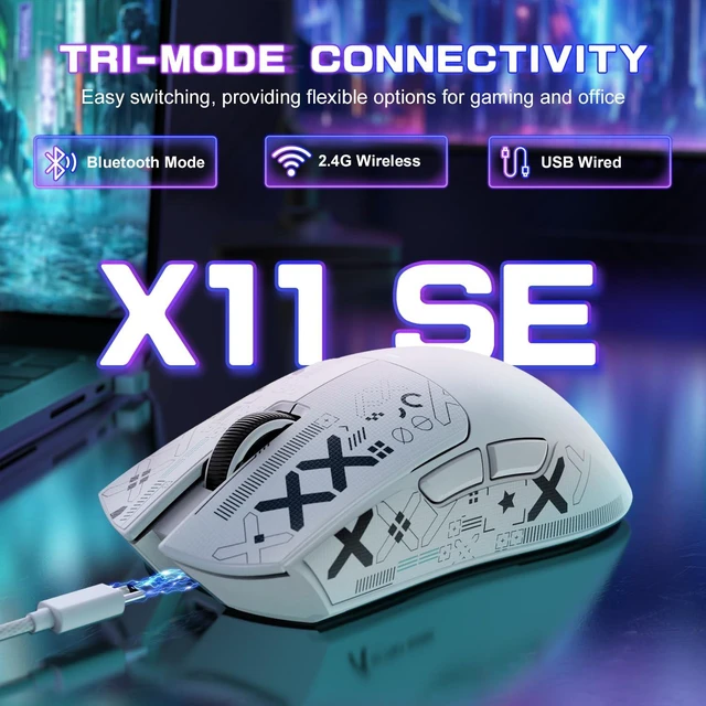 Alt view image 2 of 7 - X11 SE Ultra-Light Wireless Gaming Mouse, White&Sticker