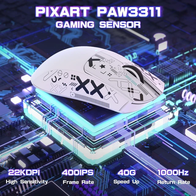 Alt view image 4 of 7 - X11 SE Ultra-Light Wireless Gaming Mouse, White&Sticker