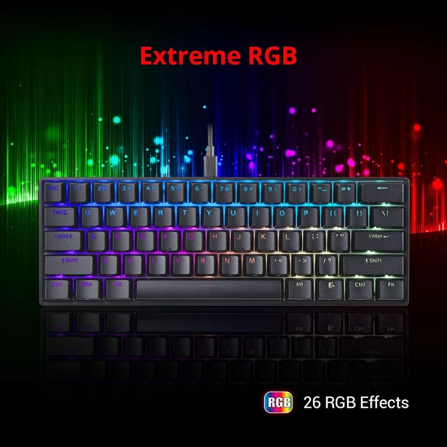 Alt view image 6 of 7 - S.T.R.I.K.E. 6 60 Percent Gaming Keyboard Mechanical Keyboard