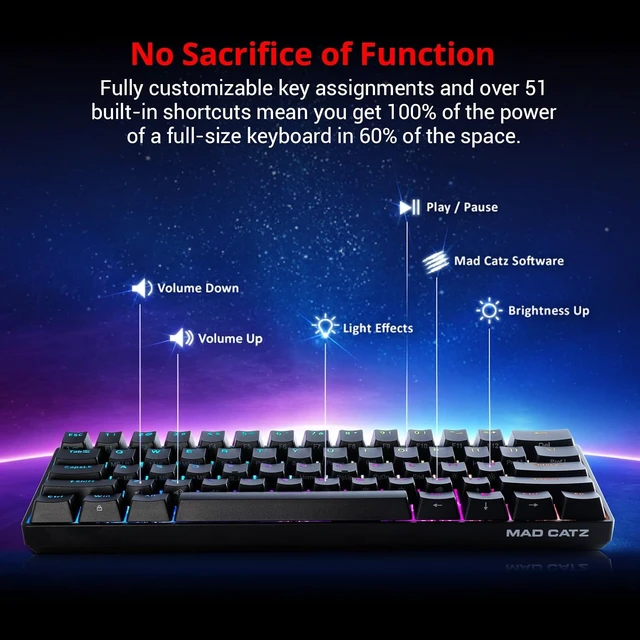 Alt view image 7 of 7 - S.T.R.I.K.E. 6 60 Percent Gaming Keyboard Mechanical Keyboard
