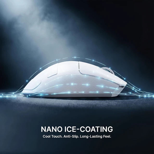 Alt view image 7 of 7 - V8 8K Wireless Gaming Mouse Whit 42000 DPI-PAW3950 MAX Sensor-59g Lightweight-Nordic54L15 MCU-400h Battery Life,Triple Modes,Gaming Accessories for PC/Laptop/Mac (White Griptape)