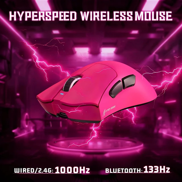 Alt view image 5 of 7 - V3 Ultra-Light Wireless Gaming Mouse,PAW3311 Sensor, 500mAh, 62g, 25KDPI 2.4G/BT/USB-C Rechargeable Wireless Mouse with 5 Programmable Buttons for Laptop,PC,Mac Gamer (Berry Red)