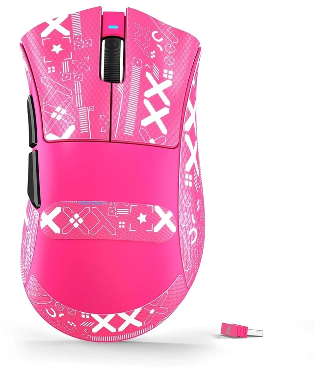 Main image of V3 Ultra-Light Wireless Gaming Mouse,PAW3311 Sensor, 500mAh, 62g, 25KDPI 2.4G/BT/USB-C Rechargeable Wireless Mouse with 5 Programmable Buttons for Laptop,PC,Mac Gamer (Berry Red Griptape)