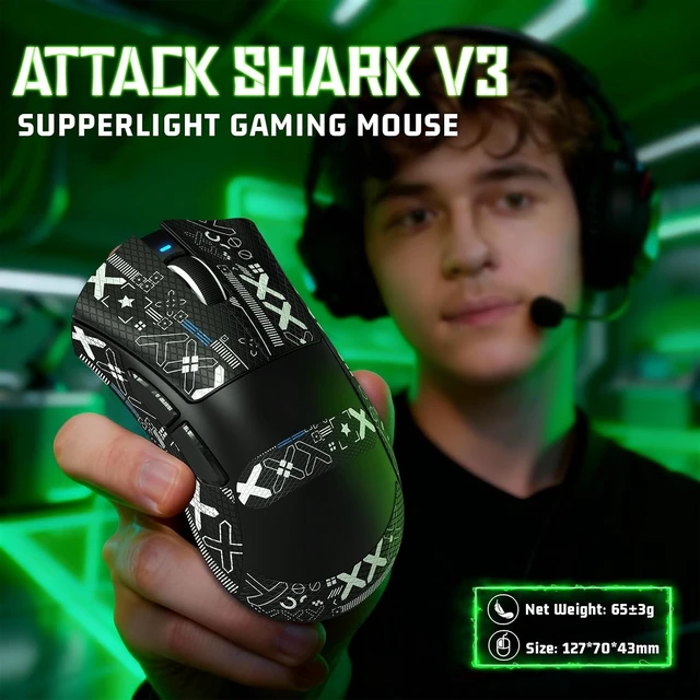 Alt view image 2 of 7 - V3 Ultra-Light Wireless Gaming Mouse,PAW3311 Sensor, 500mAh, 62g, 25KDPI 2.4G/BT/USB-C Rechargeable Wireless Mouse with 5 Programmable Buttons for Laptop,PC,Mac Gamer (Black Griptap)