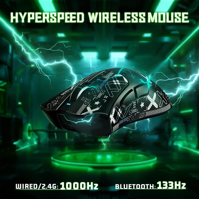 Alt view image 5 of 7 - V3 Ultra-Light Wireless Gaming Mouse,PAW3311 Sensor, 500mAh, 62g, 25KDPI 2.4G/BT/USB-C Rechargeable Wireless Mouse with 5 Programmable Buttons for Laptop,PC,Mac Gamer (Black Griptap)