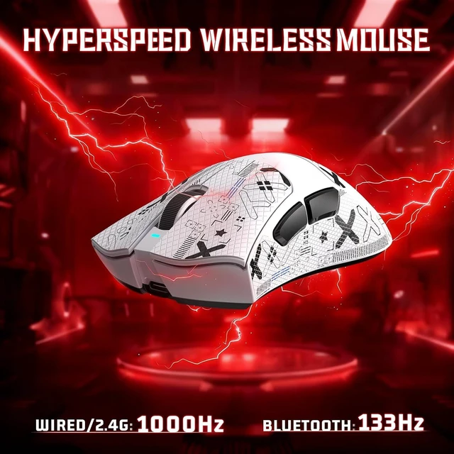 Alt view image 5 of 7 - V3 Ultra-Light Wireless Gaming Mouse,PAW3311 Sensor, 500mAh, 62g, 25KDPI 2.4G/BT/USB-C Rechargeable Wireless Mouse with 5 Programmable Buttons for Laptop,PC,Mac Gamer (White Griptape)