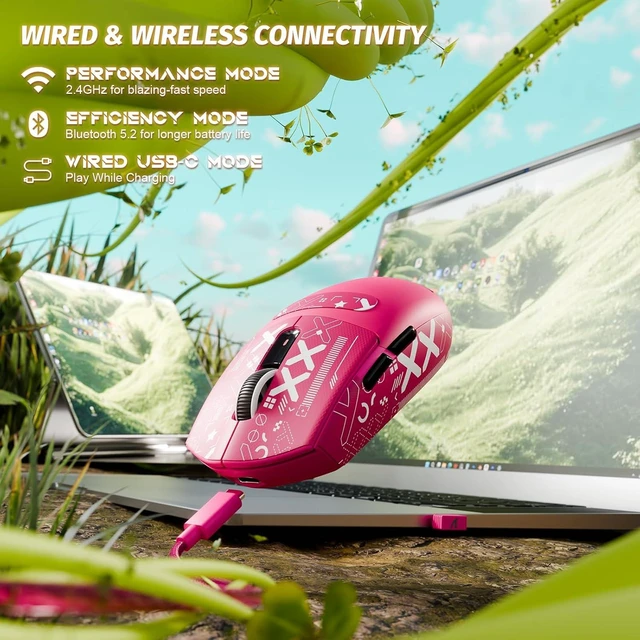 Alt view image 4 of 7 - G3 Wireless Gaming Mouse,Berry Red&Sticker